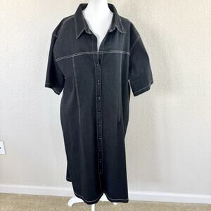 Vintage Erica Stevens Denim Shirt Dress Plus Size 30 Super Plus 90s Button Down